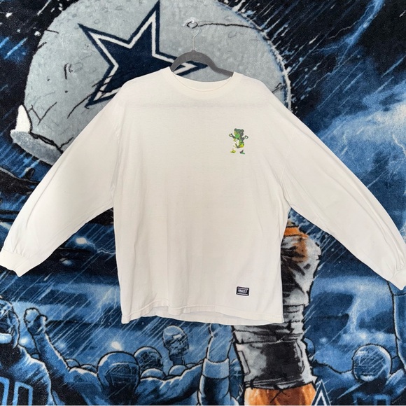 White Long Sleeve Tee with Green Character - Picture 1 of 7